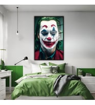 Metal Çerçeveli Temperli Cam Tablo Film Karakteri Joker (Siyah)