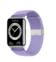 Sneezy Huawei Watch Fit 2 İle Uyumlu Metal Klips Solo Fiberlink Örgü Kordon (Lila)