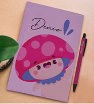BK Gift Kişiye Özel İsimli Lila Sert Kapaklı Defter ve Tükenmez Kalem Seti, Arkadaşa Hediye, Yeni İş Hediyesi, Doğum Günü Hediyesi (Model 8)