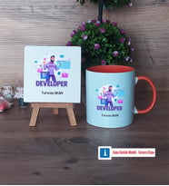 Developer Dekoratif Taş, Kupa Bardak Kırmızı Hediye (Model 12)