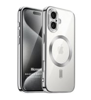 Microsonic Apple iPhone 16 Kılıf MagSafe Luxury Electroplate Yeşil (Gümüş)