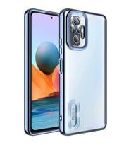 Xiaomi Redmi Note 10 Pro Kılıf Case, Logo Showing Serisi, Şeffaf, Kamera Korumalı, Logo Gösteren Renkli Çizgi Tasarım (Royal Mavi)