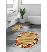 EVDEYA 3D Dijital Yıkanabilir Modern Desen İkili Banyo Halısı Paspas Oval Klozet Takımı, OKLOZET-47-KIRMIZI, (Çok Renkli)