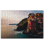 Cakapuzzle İtalya da Sahil Kasabası Kayalıklar  Evler Günbatımı  Puzzle Yapboz MDF (Ahşap) (500 Parça)