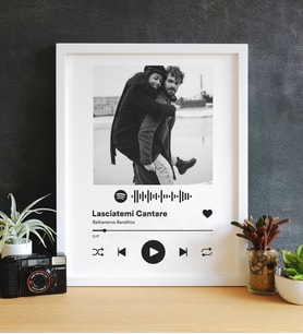 Spotify Plak Barkodlu Kişiye Özel Çerçeve (Beyaz)