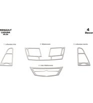 Meriç® Renault Laguna Ön Torpido Kaplama Maun 4 Parça 2009-2014 (Alüminyum)