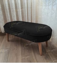 Ultra Lüks Oval Parrot Puf Ahşap Ayak (Siyah)