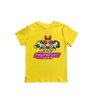 Power full girls baskılı pamuklu penye kumaş yazlık çocuk tişört (Sarı)