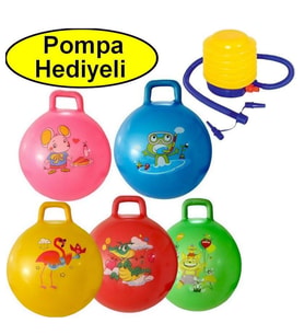 Zıp Zıp Kanguru Top Oyuncak Pilates Topu Zıplama Topu Çocuk  +POMPA HEDİYELİ (Pembe)