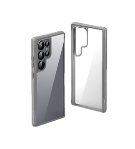 Galaxy S24 Ultra Kılıf Şeffaf Sert PC Arka Yüzey Tasarımlı Edo Kapak (Gri)