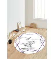 Dijital Baskılı Kaymaz Taban Yıkanabilir Yuvarlak Salon Halısı Koridor Halısı Paspas NDY-HT-326 (Mor)