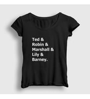 Presmono Kadın Sarı Names How I Met Your Mother T-Shirt 195491tt (Siyah)