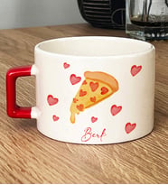 Kişiye Özel Pizza Lover Hediye Lüks Fincan (Kırmızı)