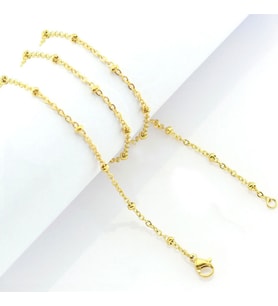 Chavin 2 mm. 50 cm. ince Araları Toplu Çelik Kolye Zinciri eb28 (Gold)