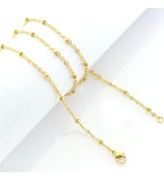 Chavin 2 mm. 50 cm. ince Araları Toplu Çelik Kolye Zinciri eb28 (Gold)