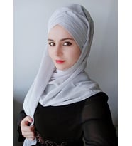Kadın Tesettür Üç Bantlı Hazır Modern Şal (Gri)
