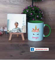 Unicorn Fotoğraflı Dekoratif Taş, Kupa Bardak Beyaz Hediye (Model 14)