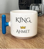 Kişiye Özel King Hediye T Kupa Bardak Sevgiliye Hediye (Mavi)