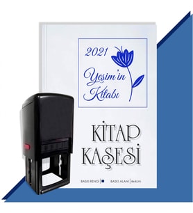 Kişiye Özel Çiçek Buketi 9 2021 Otomatik Kitap Kaşesi (Mavi)