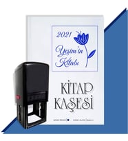 Kişiye Özel Çiçek Buketi 9 2021 Otomatik Kitap Kaşesi (Mavi)