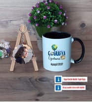 Coğrafya Öğretmeni Kupa Bardak Beyaz ve Fotoğraflı Ahşap Anahtarlık Hediye Öğretmenler Günü Hediyesi (Model 11)