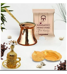 Gümüş Sarmaşık Fincan & Türk Kahvesi Hediye Paketi  Kahve Fincanı Takımı Kahve Fincanı Kahveli Hediye Kutusu (Gold)