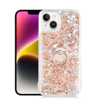 Apple iPhone 14 Plus Kılıf Zore Milce Simli Pullu Yüzüklü Kılıf (Gold)