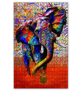 Cakapuzzle Afrika Renkleri Fil Puzzle Yapboz MDF (Ahşap) (1000 Parça)