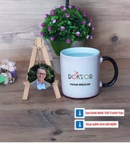Doktora Hediye Kupa Bardak Beyaz ve Fotoğraflı Ahşap Anahtarlık Hediye Tıp Bayramı Hediyesi (Model 9)