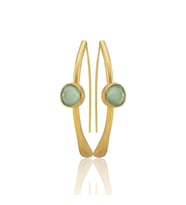 Kadir Jewellery 22 Ayar Altın Kaplama Kadın Taşlı Küpe -El İşçiliği Ve Hipoalerjenik Küpe (Açık Yeşil)