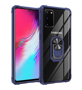Galaxy S20 Kılıf Mola Kenar Köşe ve Yüzük Kısımları Renkli Kılıf (Lacivert)
