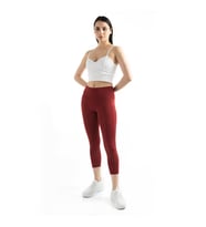 Spocket Kadın Siyah Cepli Yüksek Bel Toparlayıcı, Yoga Tayt 21" (Bordo)
