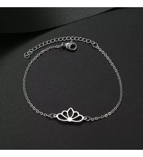 Kişiye Özel 925 Ayar Gümüş Lotus Bileklik (Gümüş)