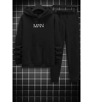 Unisex Man Baskılı Eşofman Takımı (Siyah)
