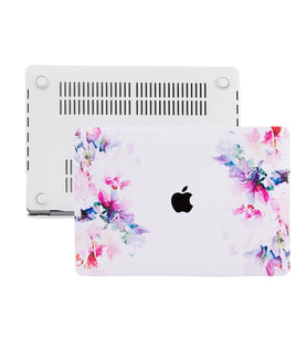 MacBook Pro Retina Kılıf HardCase A1425 A1502 2012/2015 Uyumlu Kılıf Flower02 (Siyah-Pembe)