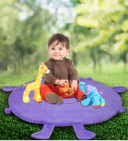 Bebek Oyun Halısı 80 cm Ponponlu ve Ayaklı (%100 Yerli) (Lila)