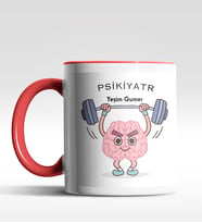 Kişiye Özel Psikiyatr Tasarımlı Siyah Kupa (Kırmızı-Beyaz)