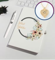 Kişiye Özel Defter Kalem Set 93121 (Karamel) Kolyeli