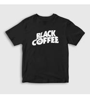 Presmono Unisex Çocuk Beyaz Black Coffee Hediye Filtre Kahve T-Shirt 506991tt (Siyah)