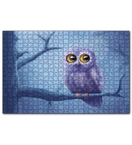 Cakapuzzle Daldaki Sevimli Gri Baykuş  Puzzle Yapboz MDF (Ahşap) (255 Parça)
