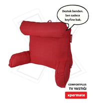 XPERMATE TV Yastığı Kollu Okuma Yastığı Sırt Destek Yastığı Yatakta Oturma Kitap Okuma Yastığı (Kırmızı)