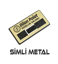 PERSONEL YAKA KARTI SİMLİ METAL FİRMAYA ÖZEL BASKILI 5 ADET MIKNATISLI (Gold)