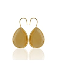 Kadir Jewellery 22 Ayar Altın Kaplama Damla Taşlı Küpe -El İşçiliği Ve Hipoalerjenik Küpe (Sarı)