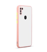 Galaxy A11 Kılıf Zore Hux Düğme ve Kapak Zıt Renk Kılıf (Pembe)