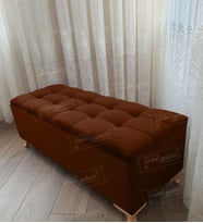Çizgi Kapitoneli Sandıklı Puf 100 cm Gold Ayak (Kahverengi)