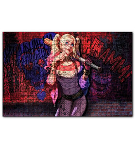 Cakapuzzle Harley Quinn ve Beyzbol Sopası  Puzzle Yapboz MDF (Ahşap) (255 Parça)