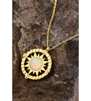 Opal Pusula 14 K Altın Kaplama Kadın Kolye (Gümüş-Beyaz)