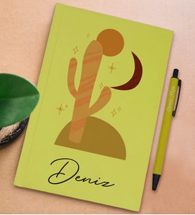BK Gift Kişiye Özel İsimli Sarı Sert Kapaklı Defter ve Tükenmez Kalem Seti, Arkadaşa Hediye, Yeni İş Hediyesi, Doğum Günü Hediyesi (Model 12)