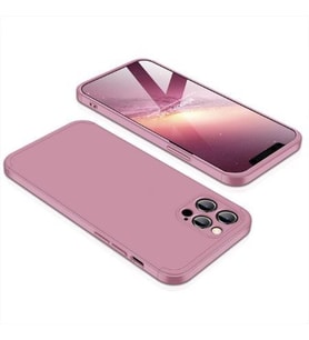 iPhone 12 Pro Max Kılıf Zore 360 Tam Koruma Kamera Çıkıntıl Ays (Rose)