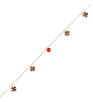 925 Ayar Gümüş Garnet Taşlı 4 Yapraklı Yonca Halhal (Rose)